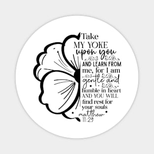 Matthew 11:29 Inspirational Religious Quote Floral Comfort Magnet